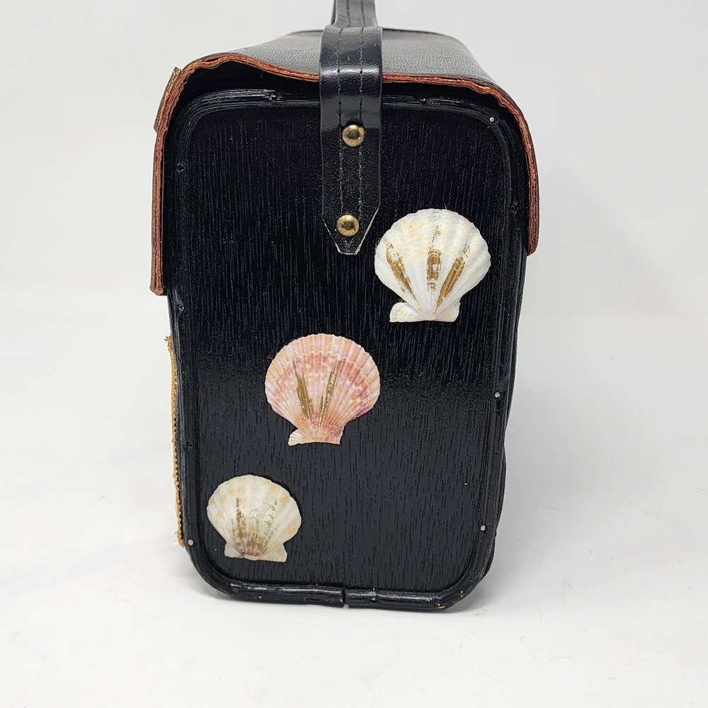 VTG‎ Black Wood Wicker Under the Sea Fish Scene Windowpane Purse Novelty Handbag - Picture 4 of 16